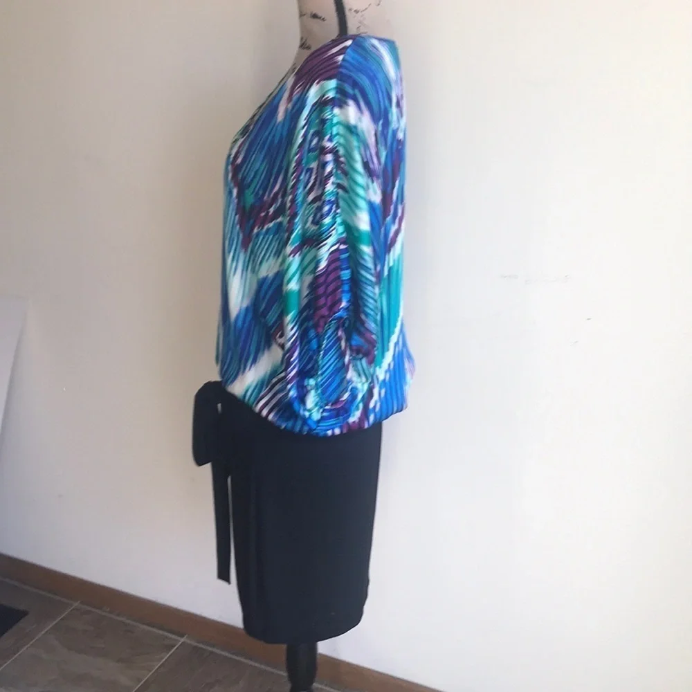 Bisou Bisou Multicolored V-Neck Dress Size 10